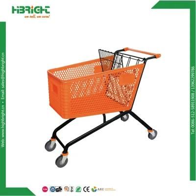 4 Wheel Plastic Trolley Shopping Carts for Supermarket