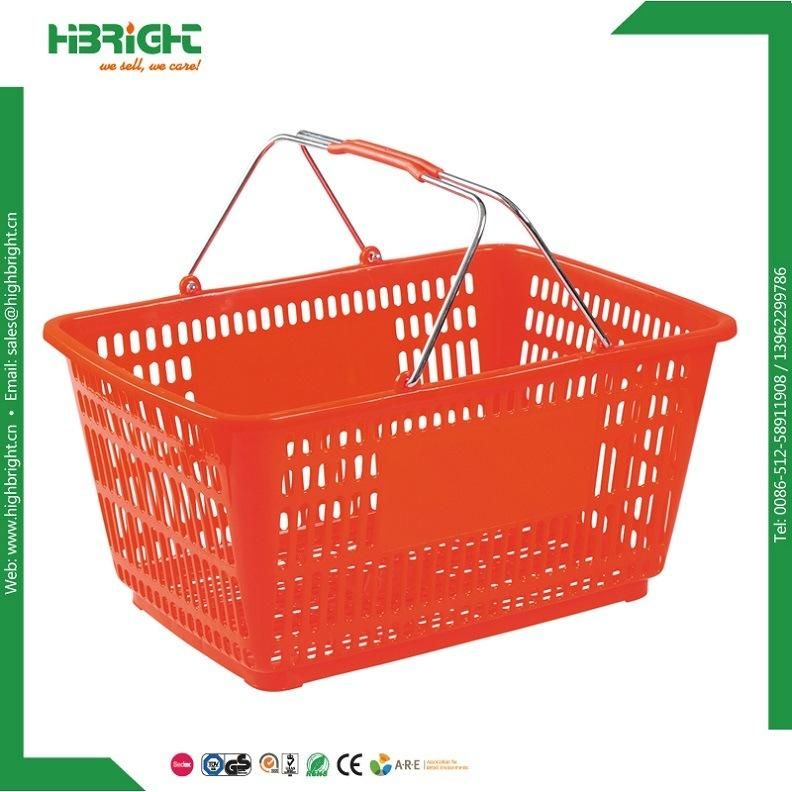 PP Double Handle Plastic Shopping Basket for Supermarket Hypermarket