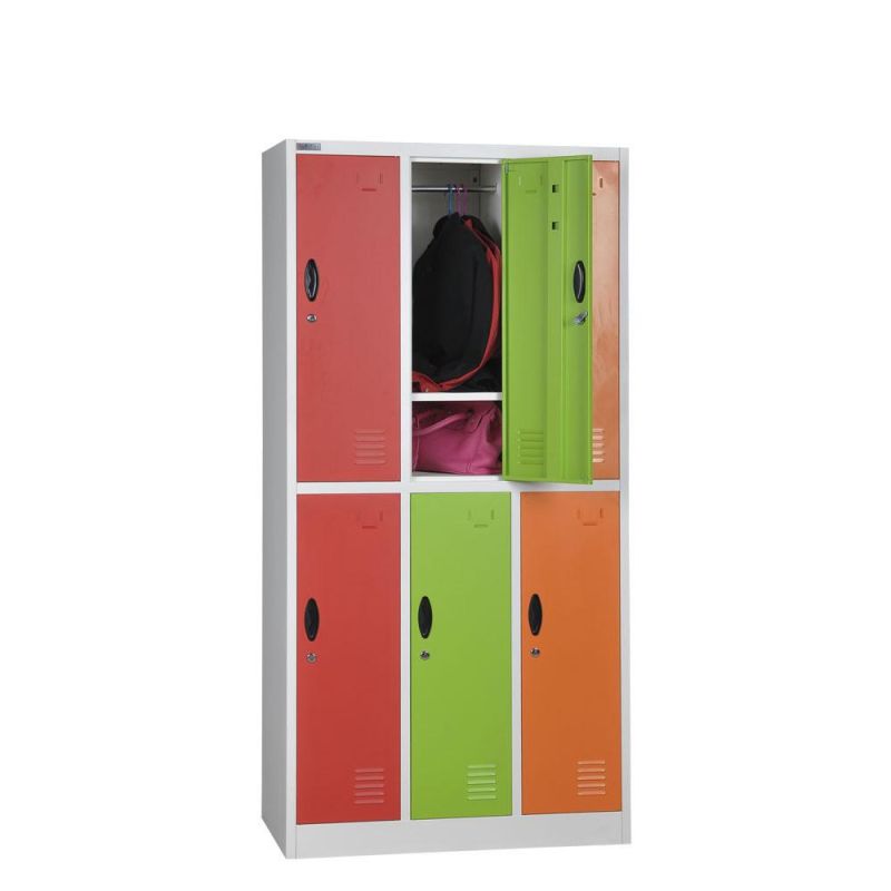 High Quality 6 Door Colorful Metal Lockers in School or Changing Room Casillero Gimnasio