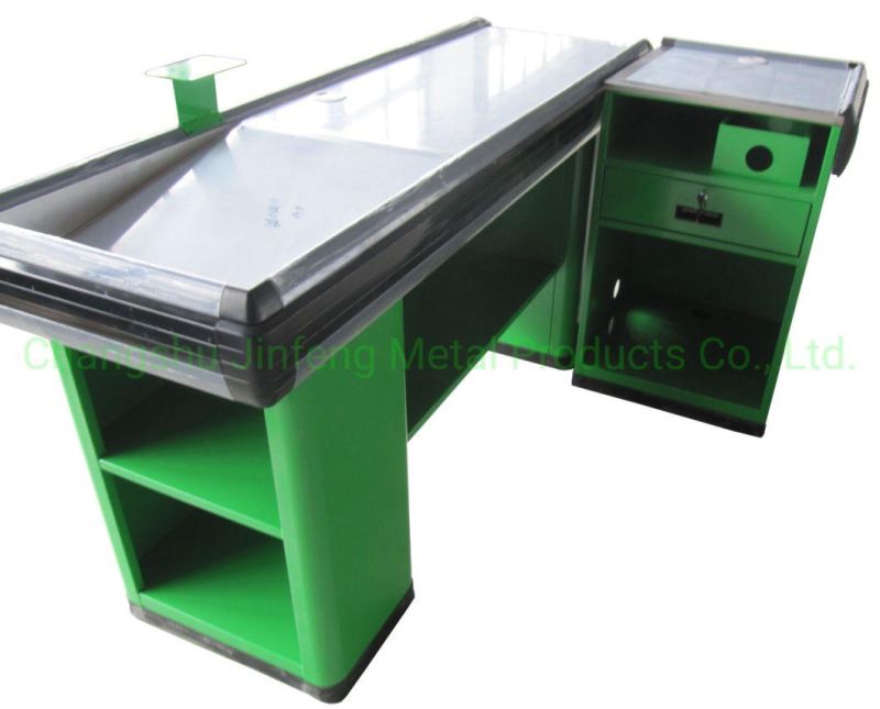 Supermarket Equipment Checkout Counter Metal Cashier Desk