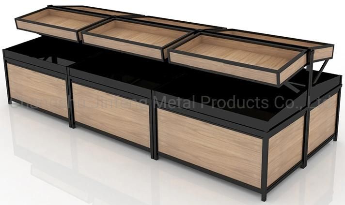 Supermarket Wooden Display Rack for Fruit Shop Display Shelve