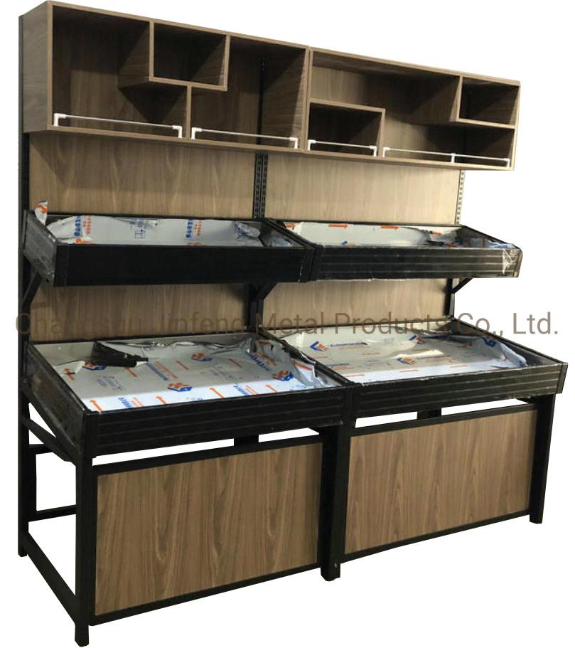 Supermarket Equipment Shelve Modern Wooden Fruit Display Rack