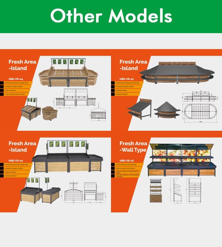 3-Layer Supermarket Wooden Shelf Solid Fruit Vegetables Rack