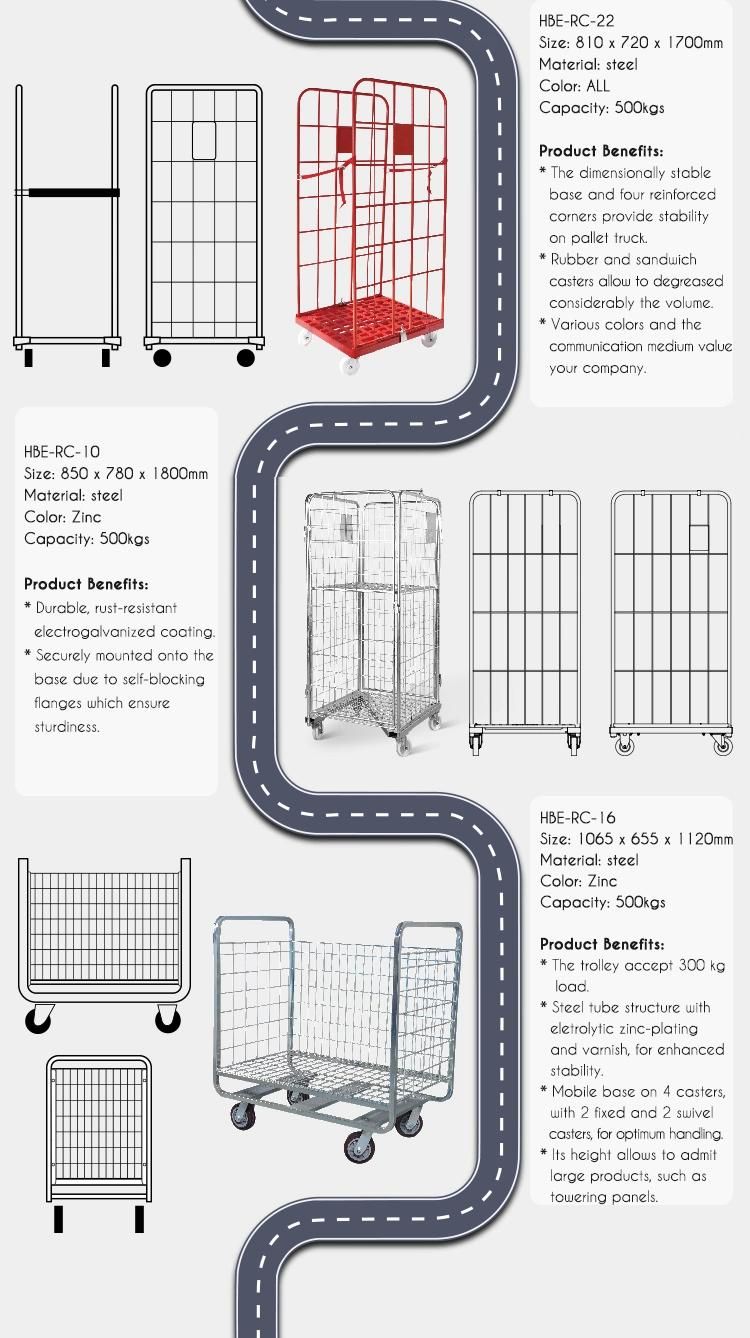 Foldable Collapsible 4 Side Nestable Roll Container with One Upper Shelf