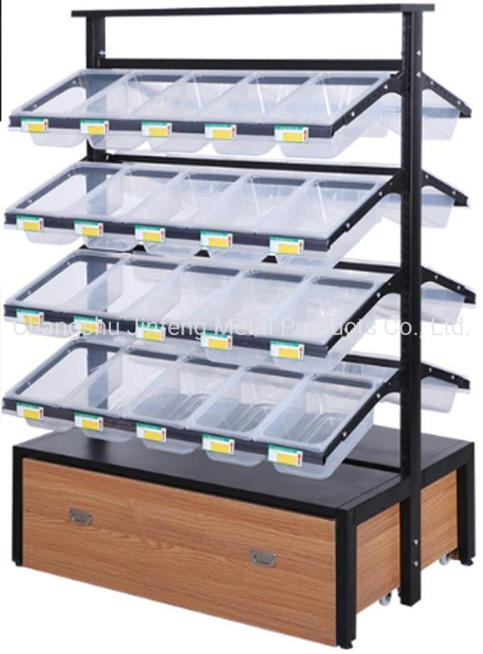 Supermarket Display Stand Wooden Shelves for Snacks