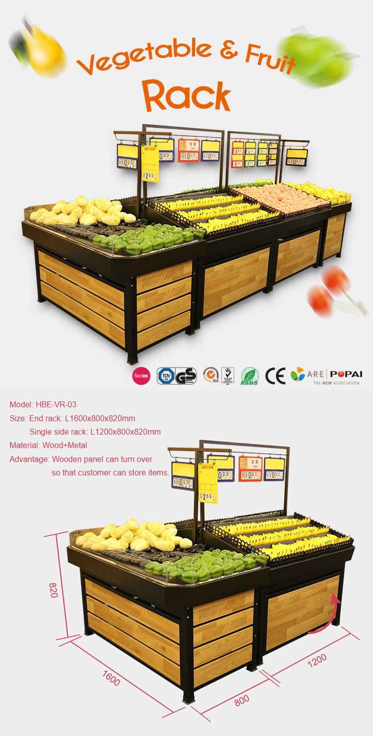 Adjustable Wood Vegetable Produce Rack with Tag