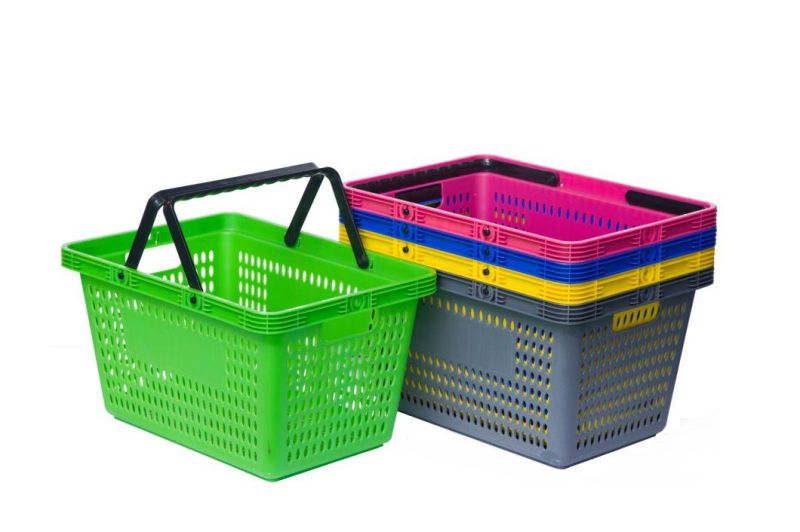 Material Supermarket Basket Small Hole Portable Plastic Hand Shopping Basket