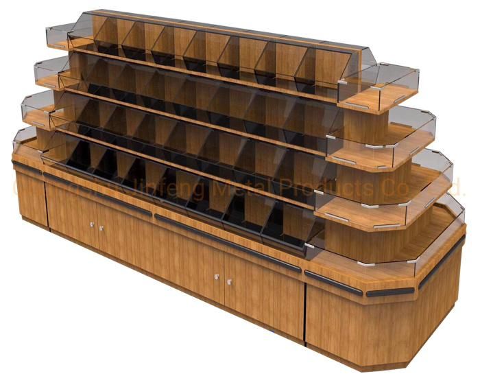 Supermarket Display Shelving Convenience Store Snack Display Rack with Wood