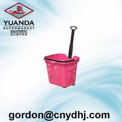 Wholesale Supermarket Plastic Basket with Wheels Zc-11