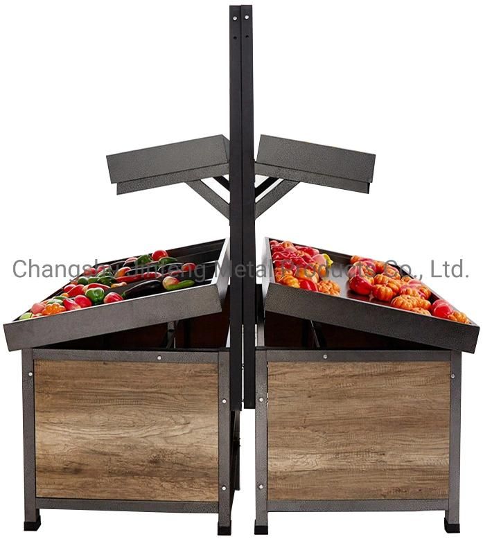 Supermarket Steel-Wood Fruit Display Rack