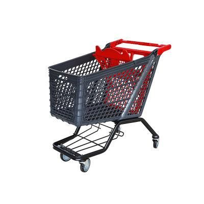 180 Liter Supermarket Cart Shopping Plastic Basket Trolley with Logo