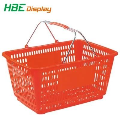 Wholesale Supermarket Plastic Shopping Baskets with Metal Handles