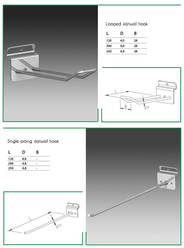 Wire Chrome Retail Slatwall Display Hooks for Shop