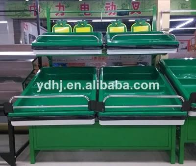 2 Tier Supermarket Acry Vegetable Fruit Display Rack for Store