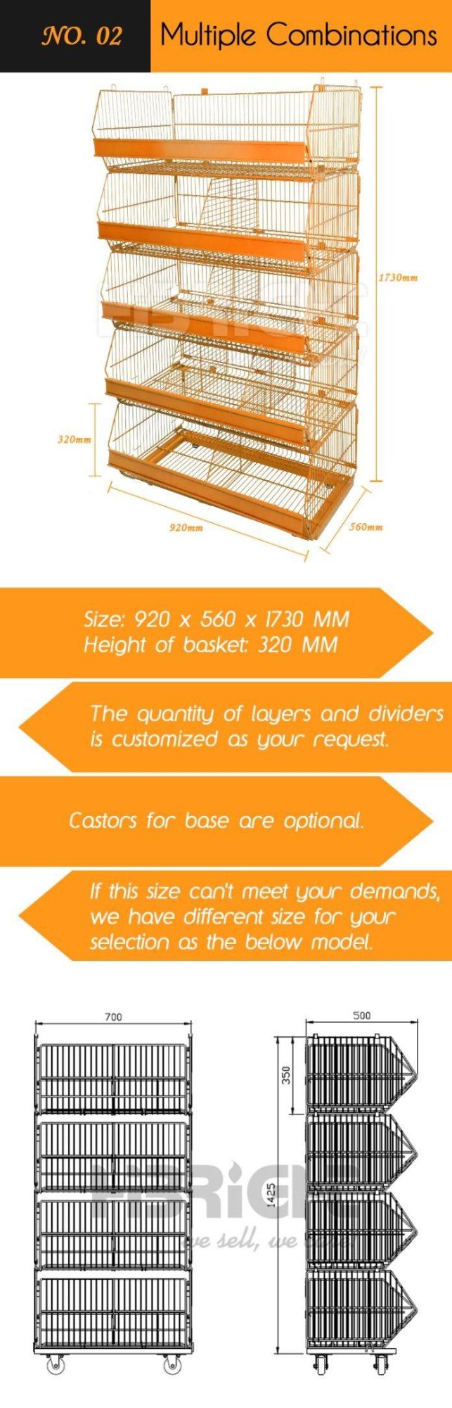 Wire Stackable Basket Promotion Display Stand