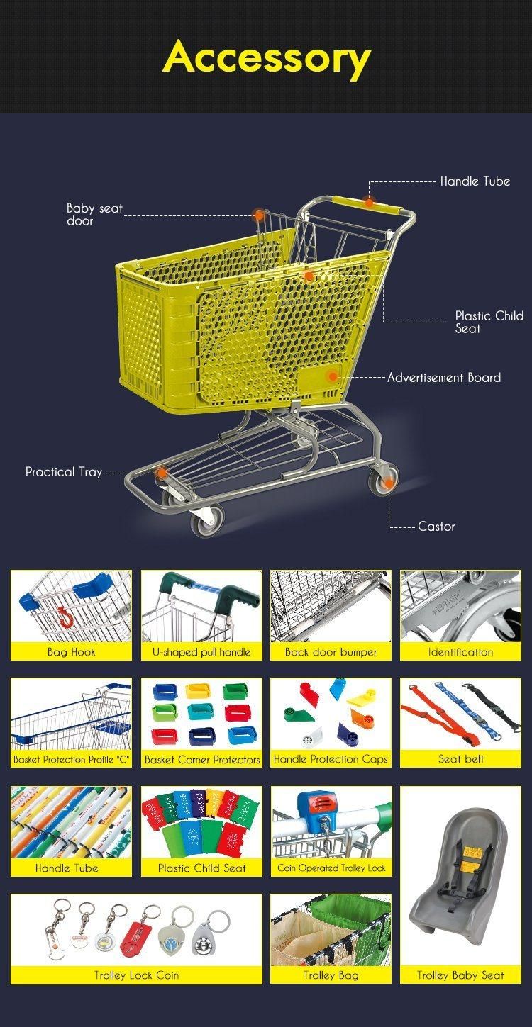 Hypermarket Supermarket Highbright 180L Full Plastic Shopping Cart