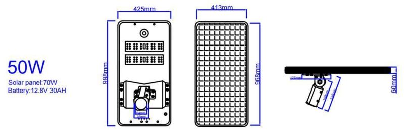 Adjustable Angle Integrated All in One 50W Outdoor Lighting Solar Panel System Energy Saving