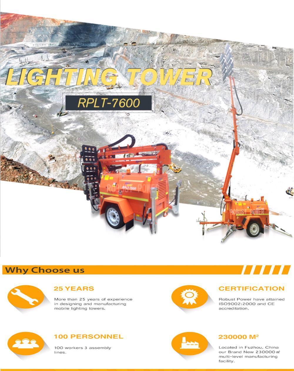 Kubota Four Folded Hydraulic Dual Axle DC LED Mobile Light Tower