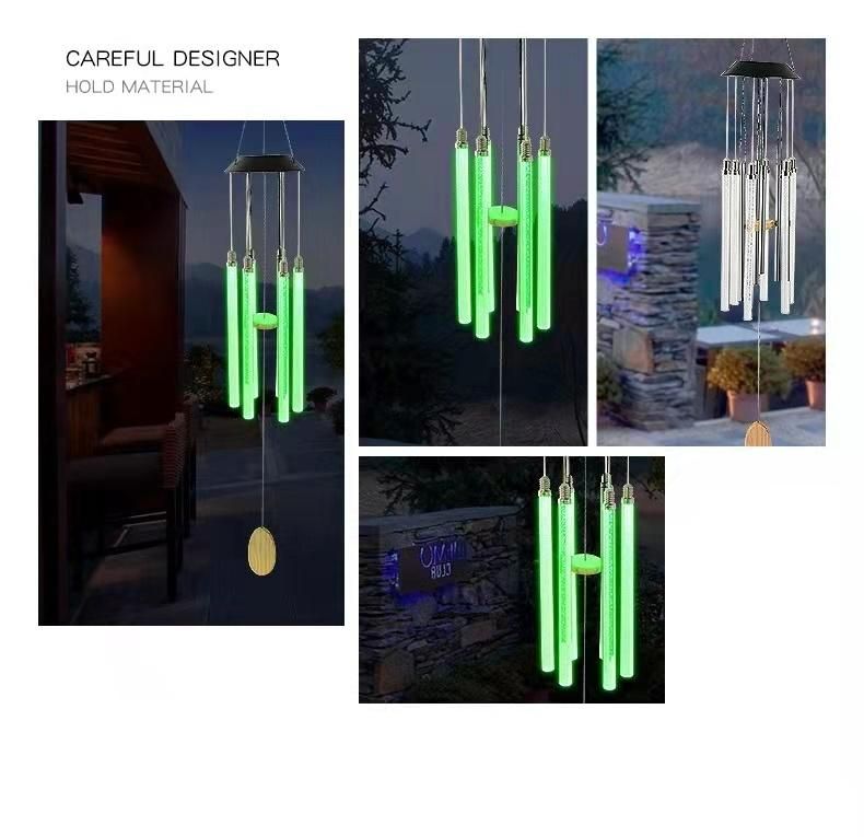 LED Solar Light Tubulose Wind Chime Changing Color Waterproof for Home Party Outdoor Night Garden Bar Decoration