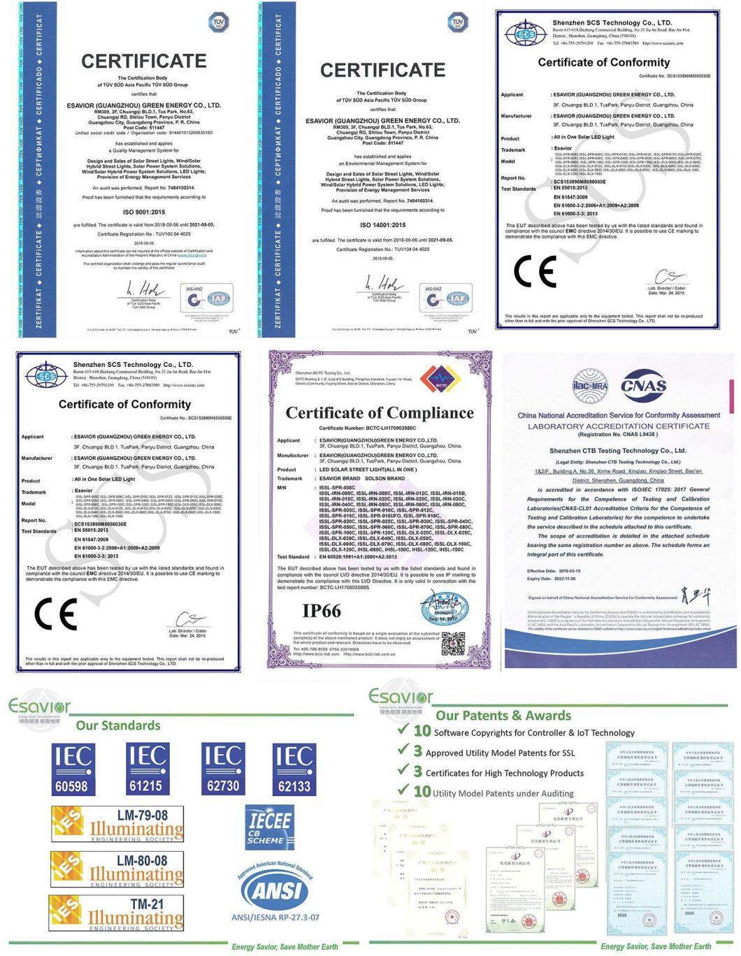 Esavior 40W LED All in One Integrated Solar Street Sensor/Smart Light with IP67 CE RoHS Certificate