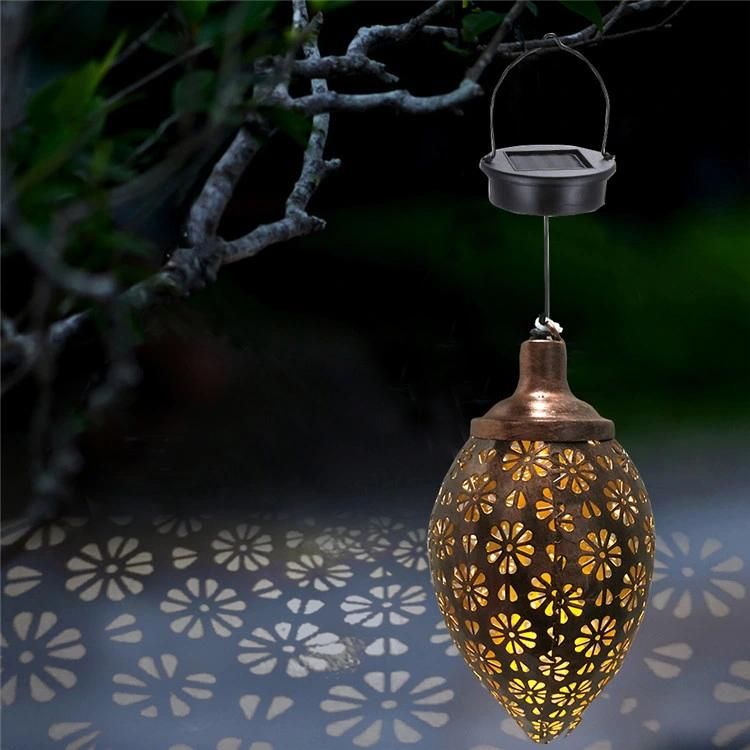 Simva Solar Power LED Hanging Lantern Light Metal Garden Yard Decor Lamp Rechargeable, Portable Outdoor Plastic and Iron Mesh Material Garden Camping Solar L