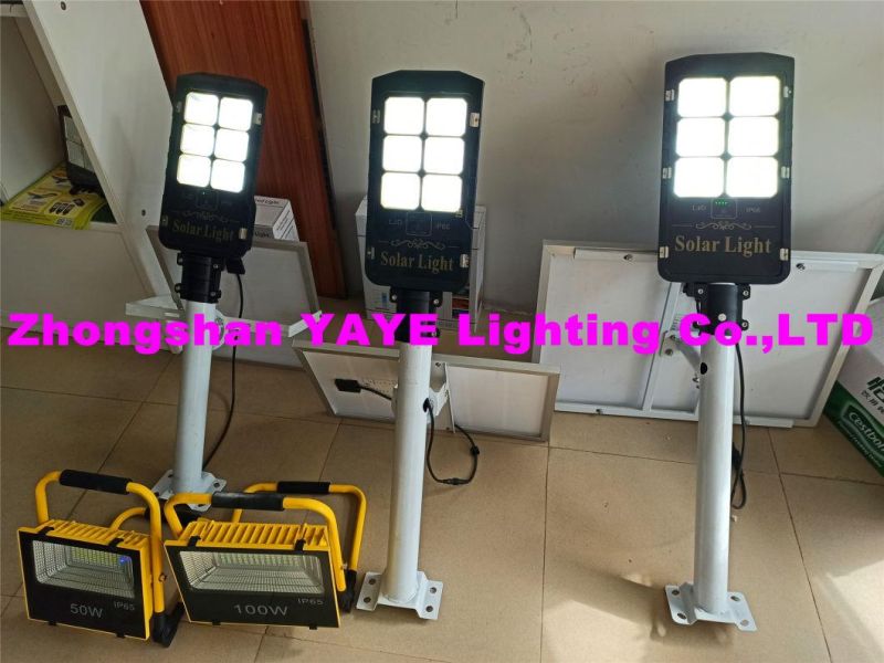 Yaye 2022 Hottest Sell 50W/80W/100W/150W/200W/300W Solar LED Street Road Wall Garden High Way Light with Radar Sensor/Remote Controller 500PCS Stock Each Watt