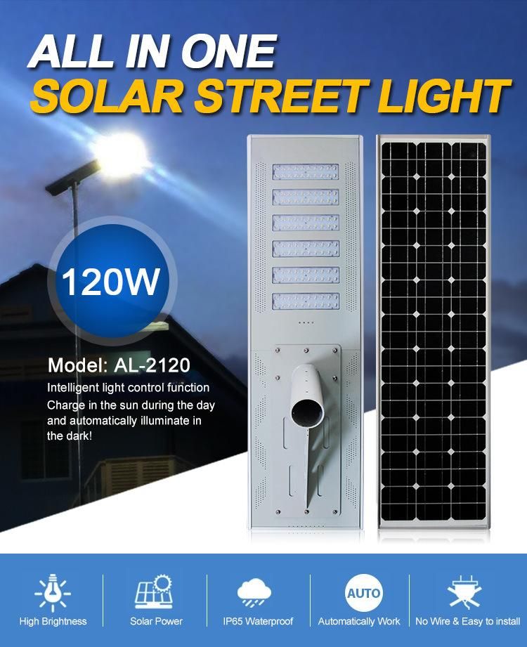 Outdoor Pole Mounting Time Control 120W LED Chips Solar Light