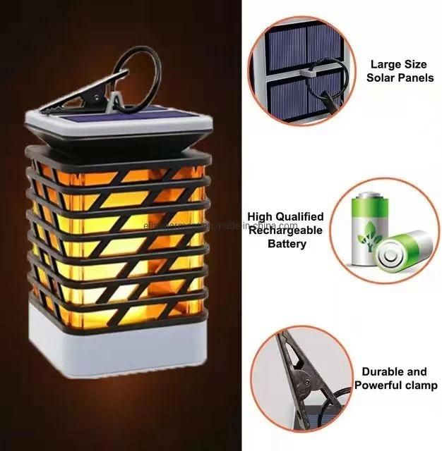 2021hanging Hook Wireless Solar Garden Flickering Torches Flames Candle Light Lantern Outdoor for Table Pach Decoration