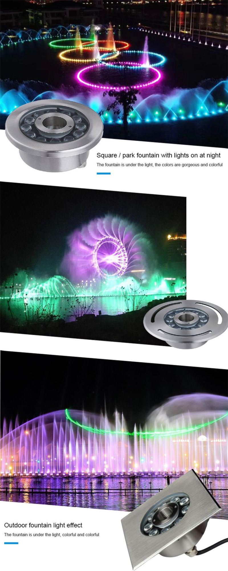 IP68 Stainless Steel Underwater Light Fountain LED Lamp