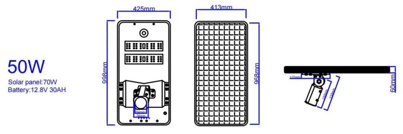 Top Sale Advanced Technology Outdoor IP65 Waterproof Integrated Adjustable All in One Solar Street Lights 50W