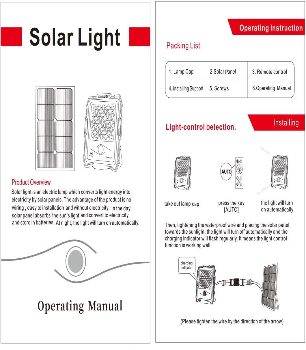 200W Solar Energy Saving LED Lighting IP67 Waterproof Flood Light with Camera