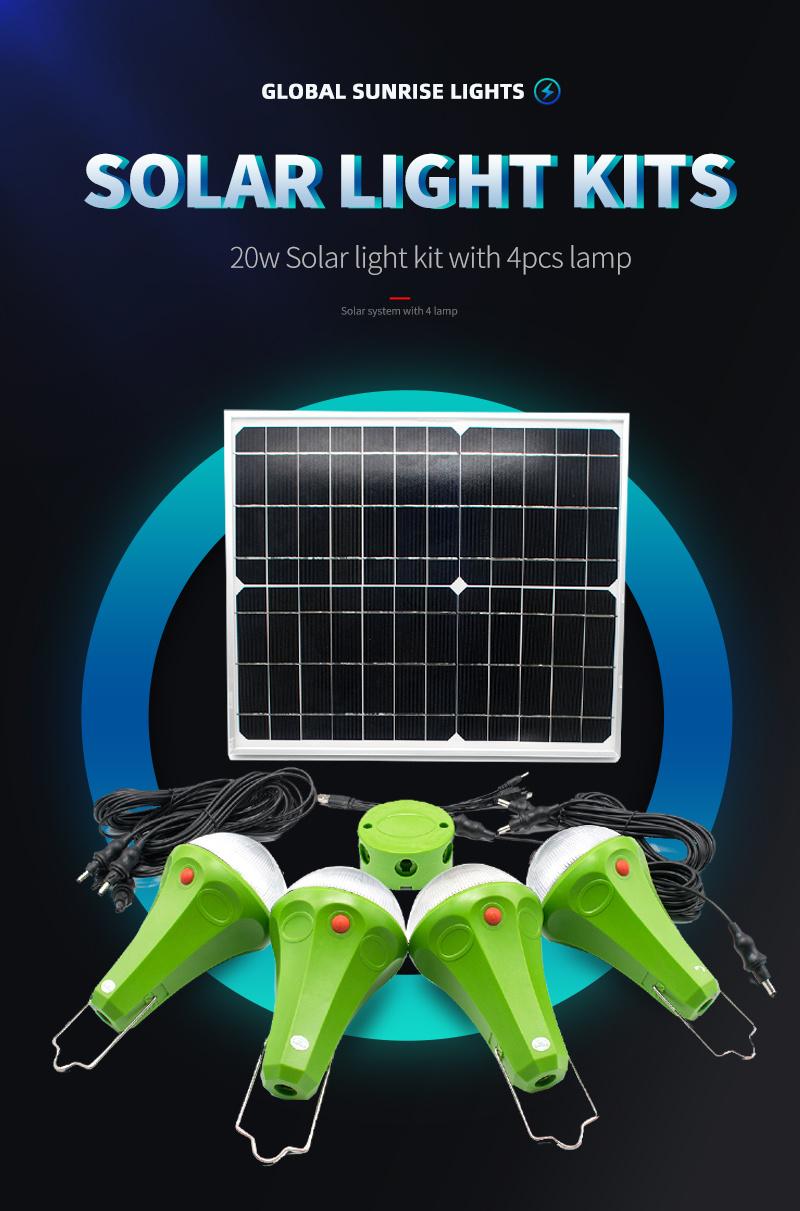 Solar Home System 25W Solar Light Kit with 5200mAh Battery Solar Camping Lighting System