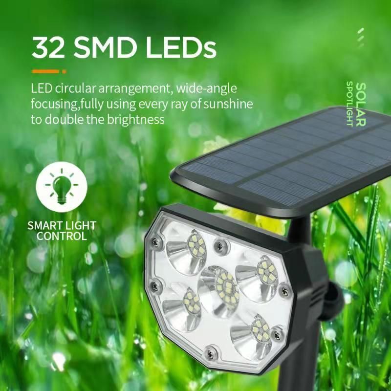 Solar Landscape Spotlights Outdoor 32LEDs IP65 Waterproof Solar Powered Wall Lights 2-in-1 Adjustable Lights for Garden Yard Driveway