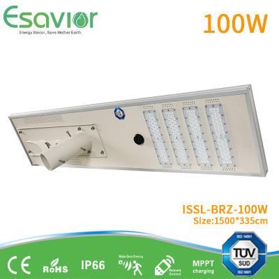 11 Years Production Experience 100000 Hours Lifespan Integrated 100W LED Solar Street Light All in One with Motion Sensor