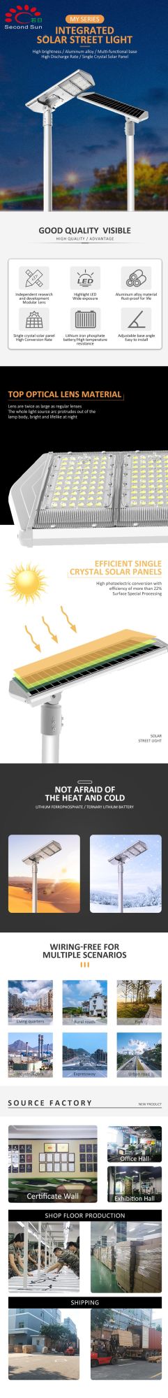 Shenzhen Factory All in One Design IP65 100W LED Solar Light for Project