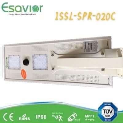 Esavior IP66 2000-2400lm Waterproof All in One Integrated LED Solar Street Lights Outdoor Lamp with PIR and TUV/CE/Rosh Certificate