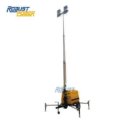 9m Manual Telescopic Mast LED Lighting Tower with 6.0kw Generator