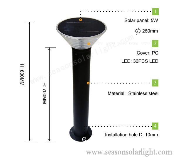 High Power Waterproof IP65 Garden Solar Lights Decorative Solar Bollard Lamp with Smart LED Light Lamp