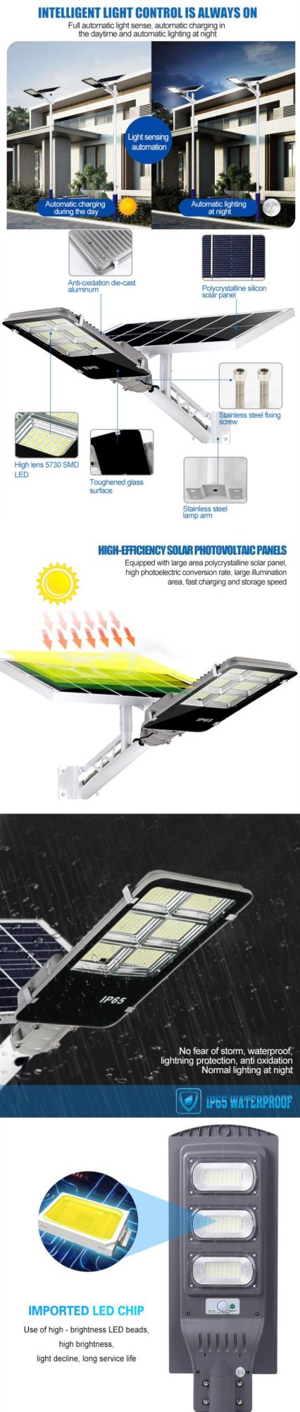 Rcowin China Factory Cheap Price of DC Solar Power LED Street Light