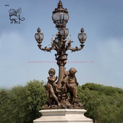 Street Decorative Famous Paris Alexandre III Bridge Light Pole Children Statue Cast Iron Lamp Post