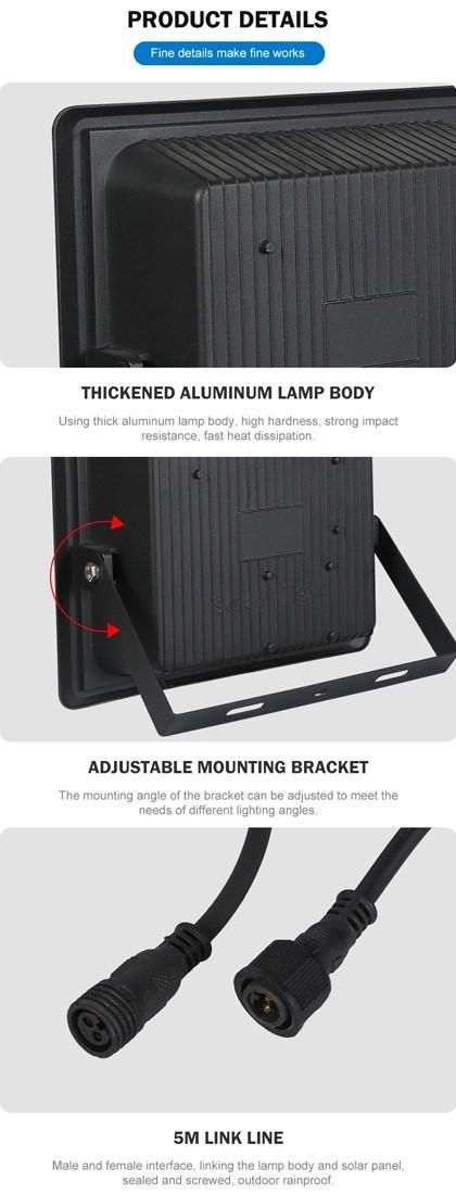 Remote Control 300W LED Solar Flood Light IP68 Lamp Lights Lighting Energy Saving Decoration Power System Home Products Outdoor Wall Garden Street Lantern