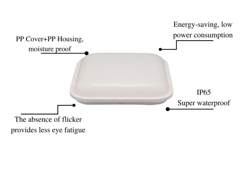 IP65 Moisture-Proof Lamps 18W Outdoor Bulkhead Waterproof LED Light Energy Saving Lamp Square with CE RoHS