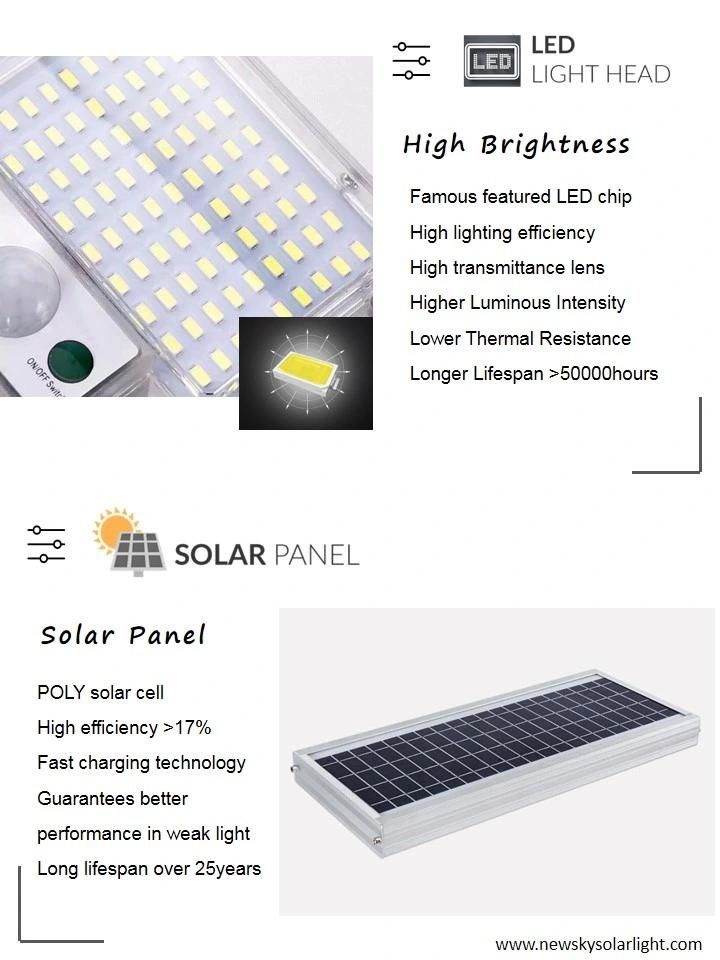 Outdoor All in One Integrated Solar LED Street Road Light Garden Light with Panel and Lithium Battery