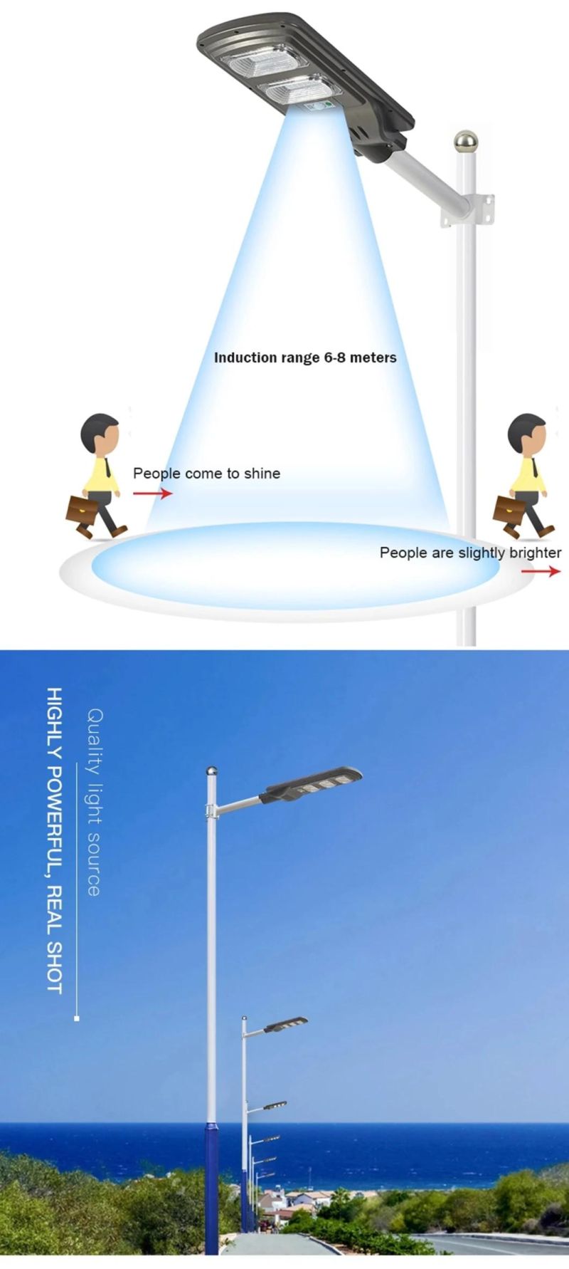 Lithium Battery Luminaire 30 Watt/60 Watt/90 Watt All in One Solar Powered LED Street Light