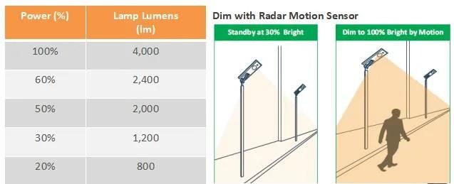 25 Years Lifespan 40W All in One LED Solar Street Light Solar Garden Wall Lamp