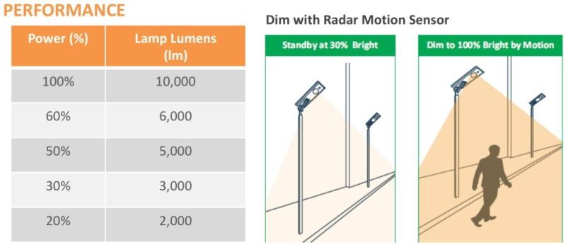 Esavior LED Lumen: 195lm/W 100W LED Solar Street Lights Solar Lights