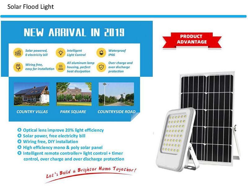 1200~2500 Lumen Built-in Lithium Battery with Poly Solar Panel Charged Solar Flood Light