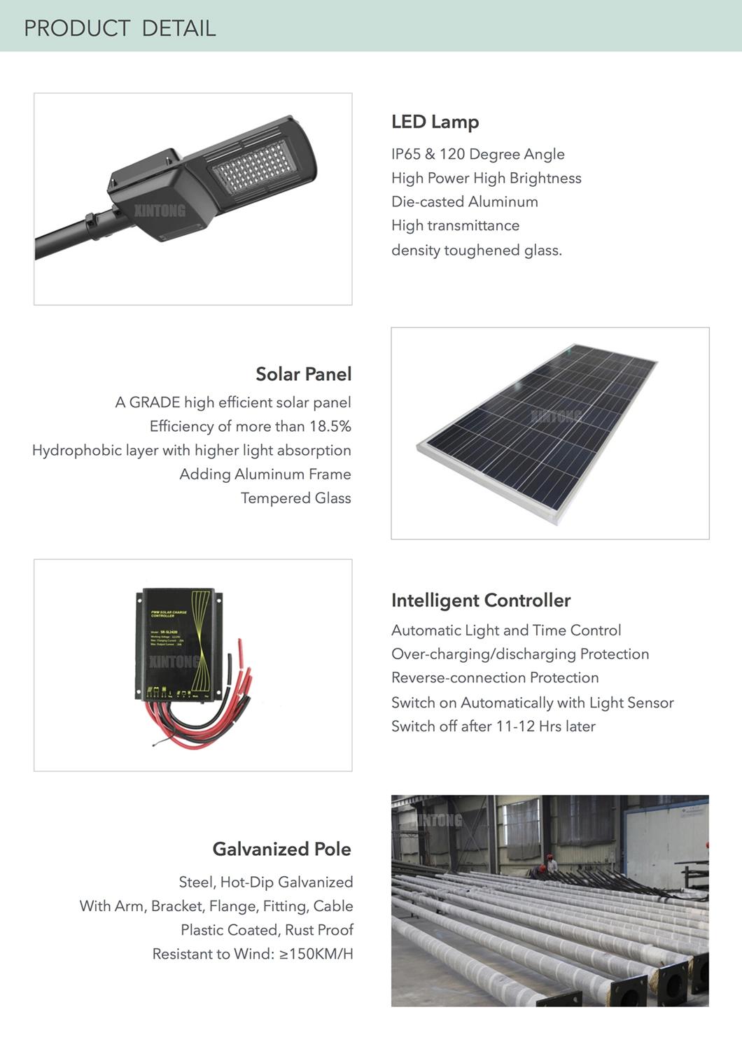 Poly Panel Photovoltaic Cell Solar Power LED Street Lamp