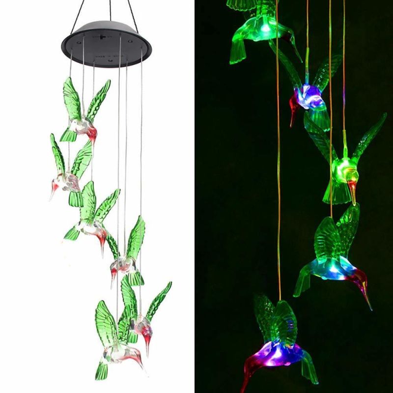 Solar Wind Chime Light with Colour Changing Glass Ball Garden