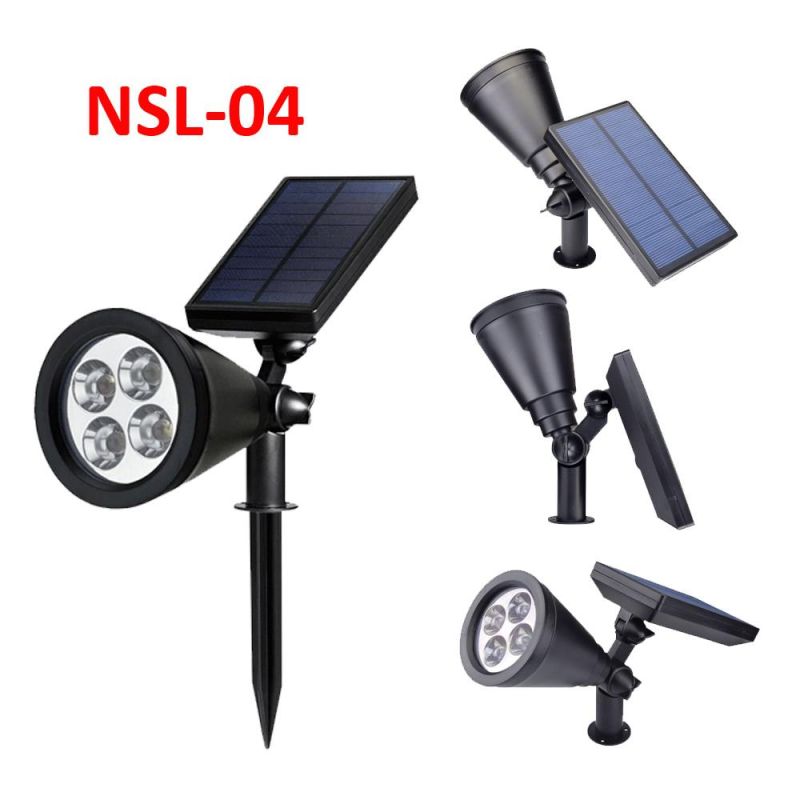 4 LED Outdoor Lithium Battery Poly Panel Solar Spot Light